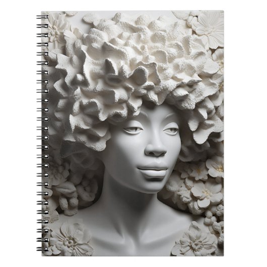 ブラッククイーンメラニンシスタフラワーカーリーアフロ女性 ノートブック (正面)