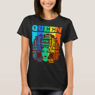 ブラッククイーンメラニン魔法シスタウィメンクイーンズブラウン Tシャツ