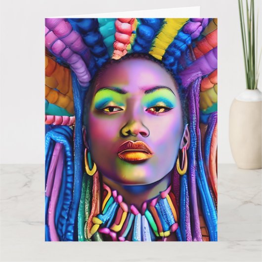 ブラッククイーンメラニンSistaアフリカ系アメリカ人女性 カード (正面)