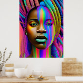 ブラッククイーンメラニンSistaアフリカ系アメリカ人女性 ポスター (キッチン)