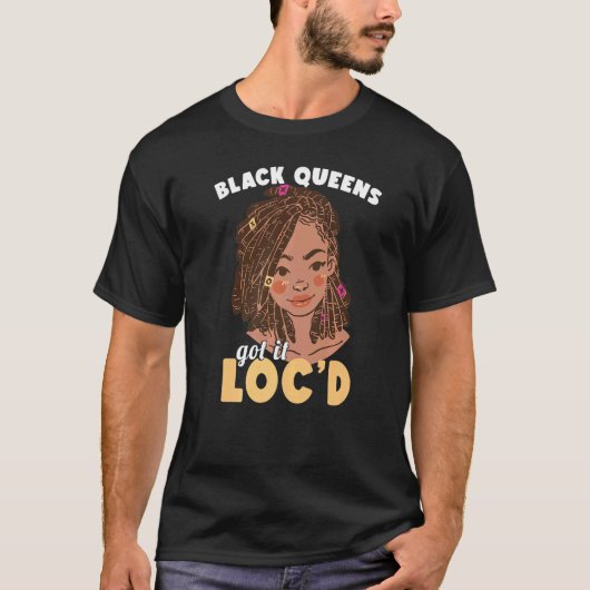 ブラッククイーン得ズイットロックダフロヘアガールメラニンL Tシャツ (正面)