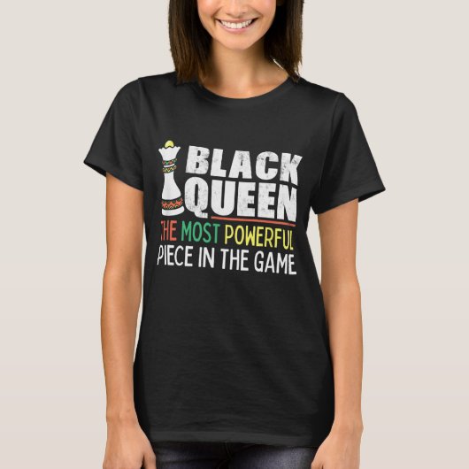 ブラッククイーン最も強力なチェスのアフリカ系アメリカ人 Tシャツ (正面)