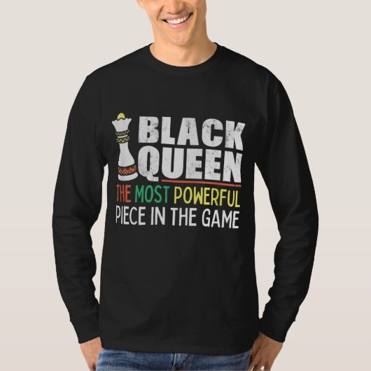 ブラッククイーン最も強力なチェスのアフリカ系アメリカ人 Tシャツ (正面)