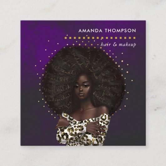 ブラッククイーン美しいファッションスクエアビジネスカード スクエア名刺 (正面)