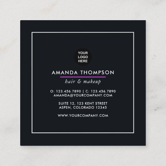 ブラッククイーン美しいファッションスクエアビジネスカード スクエア名刺 (裏面)