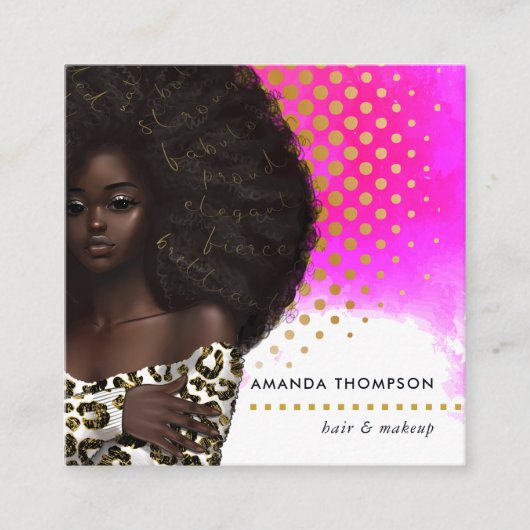 ブラッククイーン美しいファッションスクエアビジネスカード スクエア名刺 (正面)
