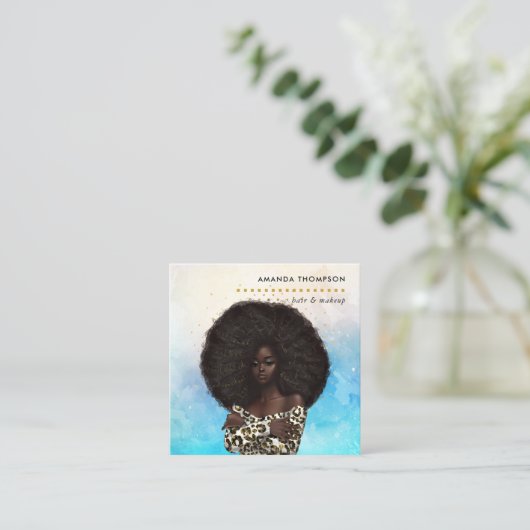 ブラッククイーン美しいファッションスクエアビジネスカード スクエア名刺 (スタンド正面)