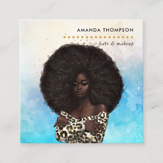 ブラッククイーン美しいファッションスクエアビジネスカード スクエア名刺 (正面)