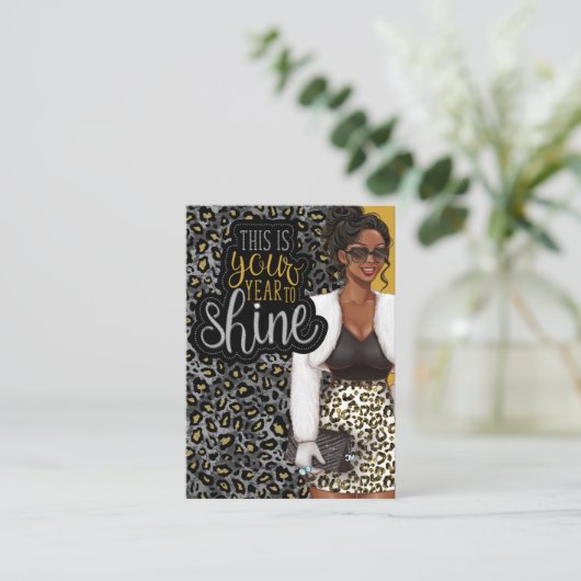 ブラッククイーン美しいファッションスクエアビジネスカード 名刺 (スタンド正面)