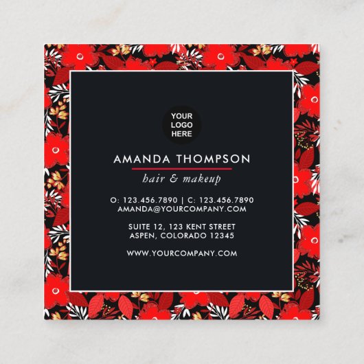 ブラッククイーン美しいファッション スクエア名刺 (裏面)