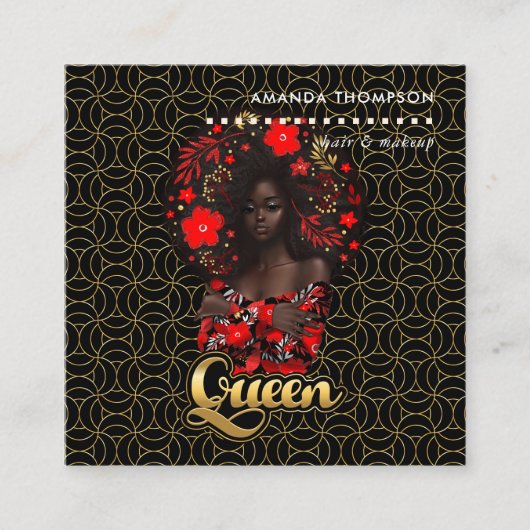 ブラッククイーン美しいファッション スクエア名刺 (正面)