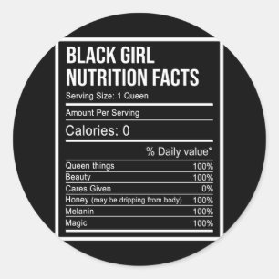 ブラッククイーン・ブラック・ガールズ栄養ファクツ・フレンドズ ラウンドシール