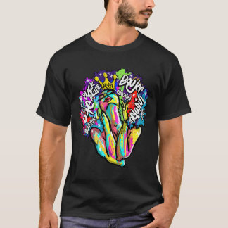 ブラッククイーン レトロ アフロ メラニン 誇り Tシャツ