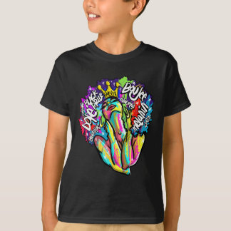 ブラッククイーン レトロ アフロ メラニン 誇り Tシャツ