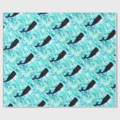 ブラッククジラ青いサンダー_コーブ ラッピングペーパー (フラット)