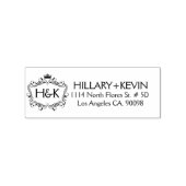 ブラッククラウンとフローラフレームラベル ラバースタンプ (インプリント)