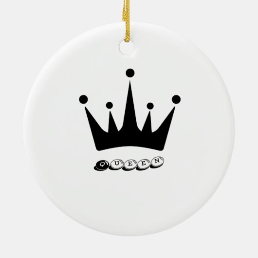 ブラッククラウンクイーン文字スタイルセラミックサークル セラミックオーナメント (裏面)