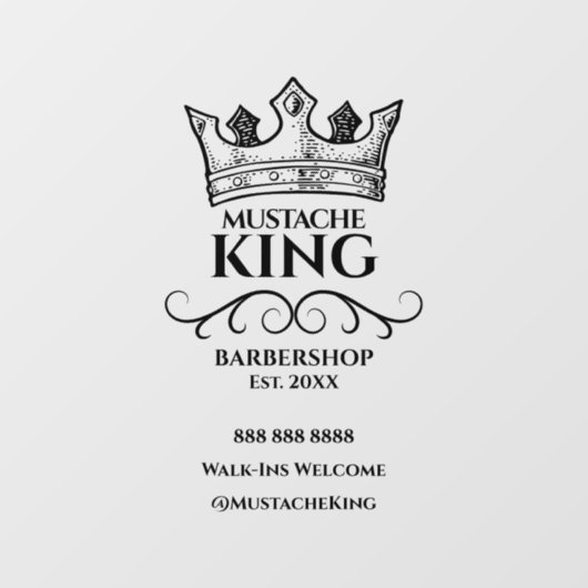 ブラッククラウンマスタッシュバーバーショップのビジネス ウィンドウサイン (シート)