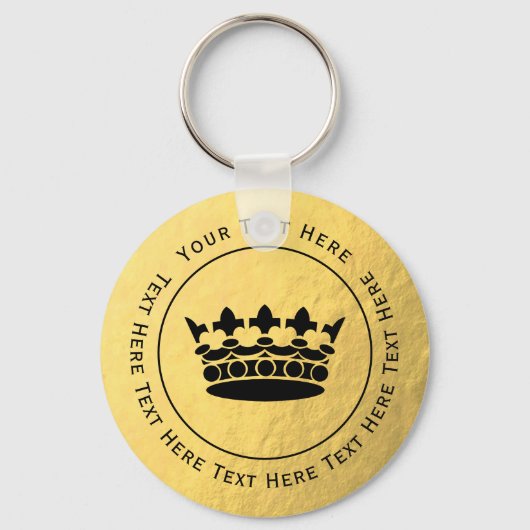 ブラッククラウン – 金フェイク箔キーチェーン キーホルダー (正面)