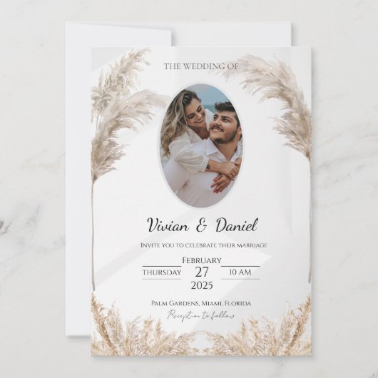 ブラッククラシカルと金ゴールドのカスタマイズ結婚可能 招待状 (正面)