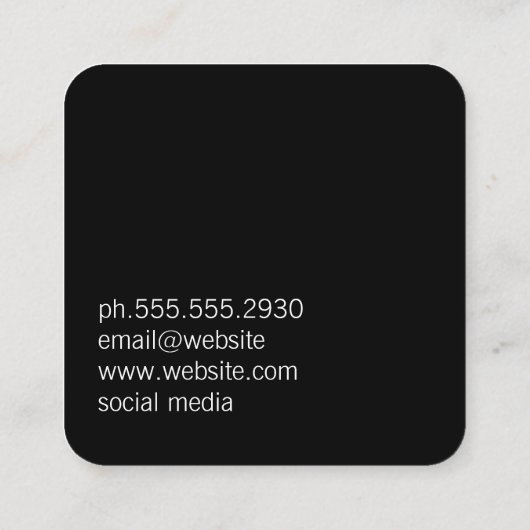 ブラッククラシックでブラッシングされたモノグラム金ゴールド スクエア名刺 (裏面)