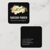ブラッククラシックでブラッシングされたモノグラム金ゴールド スクエア名刺 (正面/裏面)