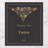 ブラッククラシックアンティークワインラベルの金ゴールド ワインラベル (シングルラベル)