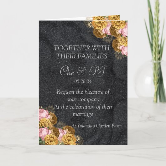 ブラッククラシックエレガントウェディング招待状 招待状 (正面)