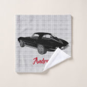 ブラッククラシックコルベットデザインバスタオルセット バスタオルセット (ウォッシュタオル)