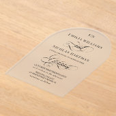 ブラッククラシックシンプルの書道結婚のリスト アクリル招待状 (レイダウン)