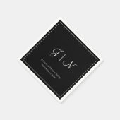 ブラッククラシックシンプルイニシャルモダンモノグラム名 スタンダードカクテルナプキン (角)