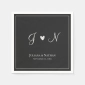 ブラッククラシックシンプルイニシャルモダンモノグラム名 スタンダードカクテルナプキン (正面)