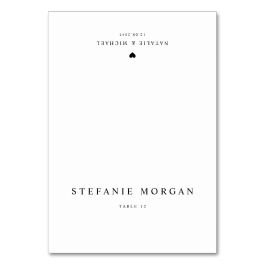 ブラッククラシックタイポグラフィ結婚座席表 テーブルナンバー (正面)