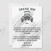 ブラッククラシックレトロ車のヴィンテージ水色 サンキューカード (正面)