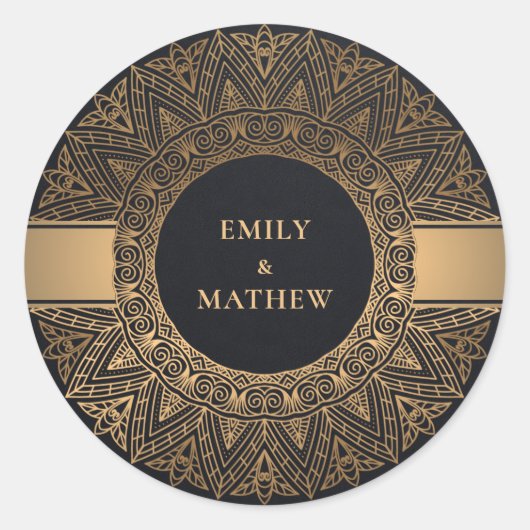 ブラッククラシック金ゴールド華美マ結婚ダラ ラウンドシール (正面)