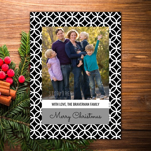 ブラッククラシーダイヤモンドホリデーフォトフラットカード シーズンカード