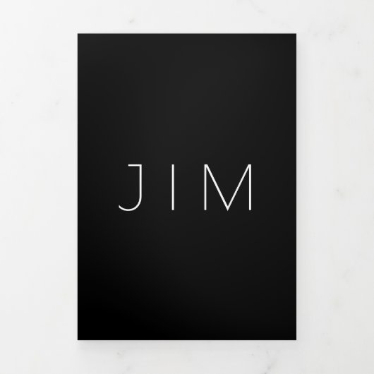 ブラッククラシーフォーマルタイポグラフィミニマル結婚ズ 三つ折りカード (カバー)