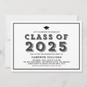 ブラッククラス2025キャップレトロ卒業 招待状 (正面)