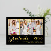 ブラッククラス2025フォトコラージュ卒業 箔招待状 (立ち正面)