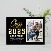 ブラッククラス2025写真卒業パーティー 箔招待状 (立ち正面)