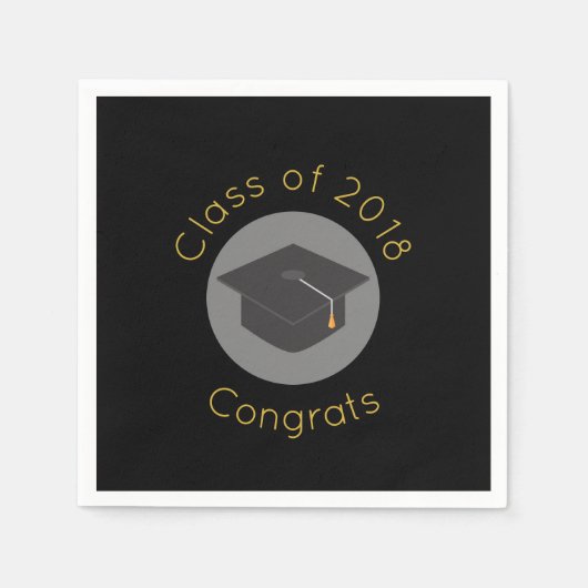 ブラッククラス20xxの卒業キャップ スタンダードカクテルナプキン (正面)