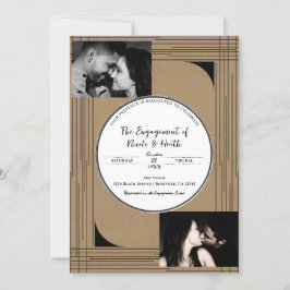 ブラッククラフトミニマルラモダンイン婚約 招待状