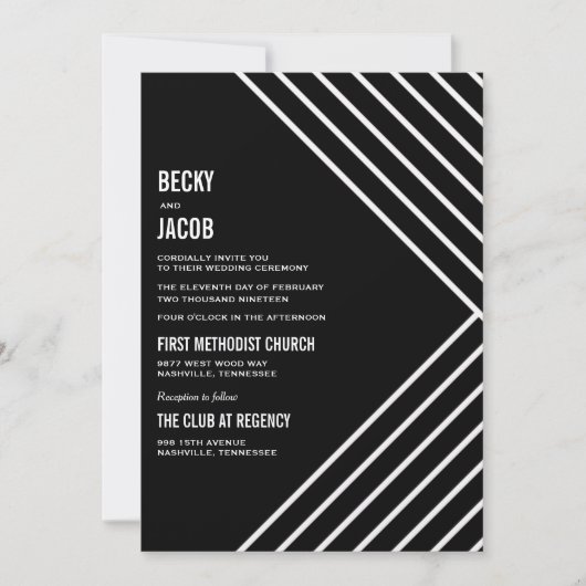 ブラッククラフト幾何モダン結婚式招待状 招待状 (正面)