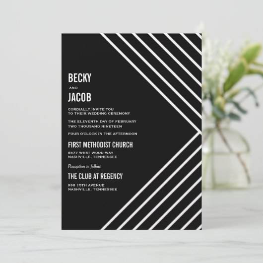 ブラッククラフト幾何モダン結婚式招待状 招待状 (スタンド正面)