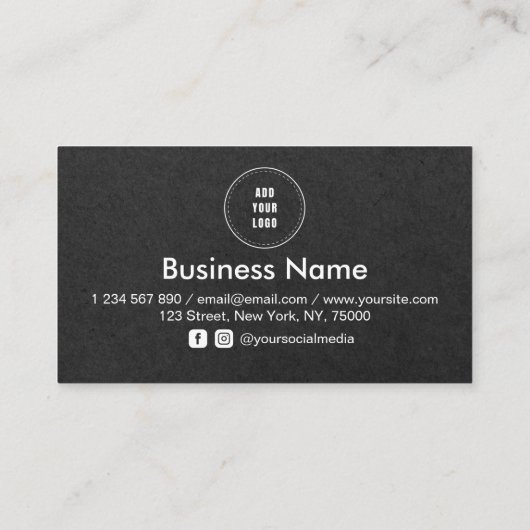 ブラッククラフト紙ミニマリスト追加ロゴソーシャルメディア ロイヤリティカード (裏面)