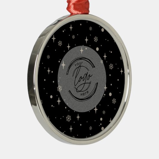 ブラッククリすてきスマスビジネスロゴシエレガントック メタルオーナメント (右)