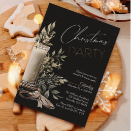 ブラッククリエレガントスマスキャンドルホリデーパーティー 招待状