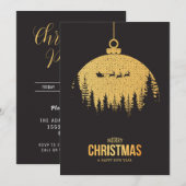 ブラッククリエレガントスマスパーティの招待状 招待状 (正面/裏面)