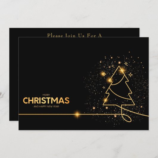 ブラッククリエレガントスマスパーティの招待状 招待状 (正面/裏面)