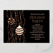 ブラッククリエレガントスマスパーティー企業のホリデイ 箔招待状 (正面)